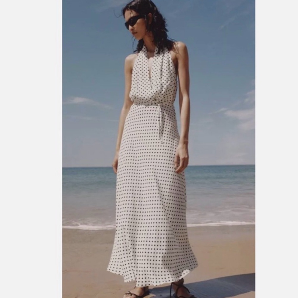 🎉SALE🎉Zara Black and White Polka Dot Backless Dress EUC | XL